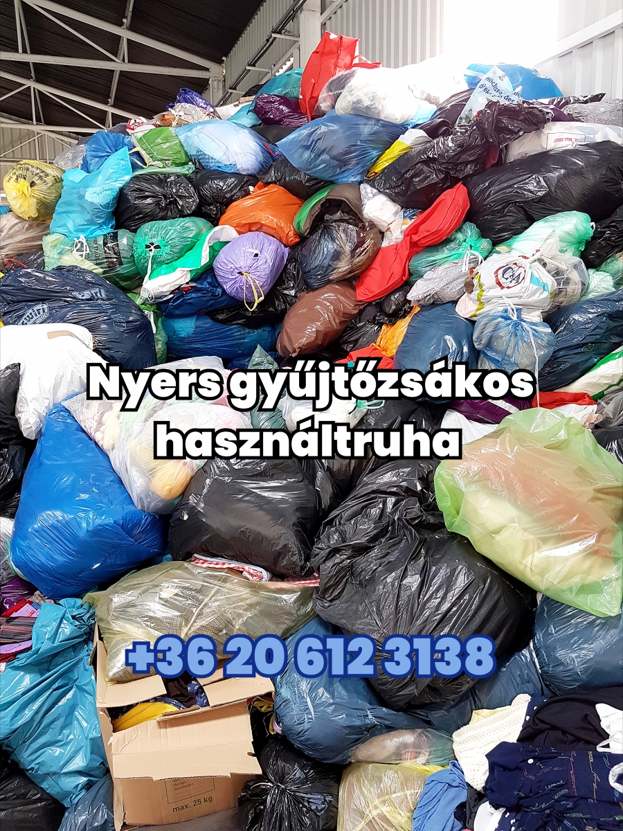 Originál, nyers gyűjtőzsákos használt ruha – válogatatlan (bontatlan)